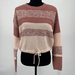 Derek Heart NWOT Cropped Crew Neck Striped Long Sleeve Sweater Women's sz. S